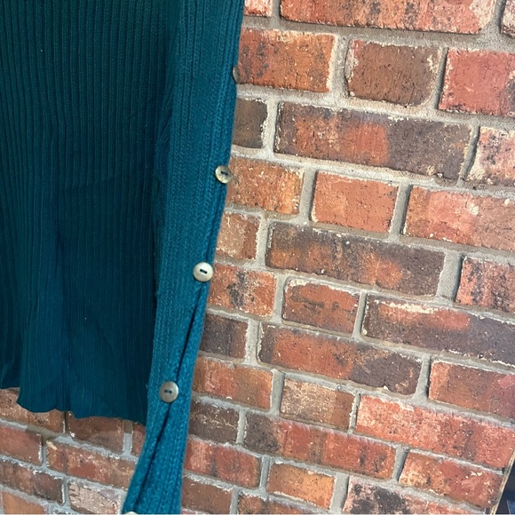 David Benjamin womens vintage ribbed button crewneck sweater green medium - Picture 3 of 4